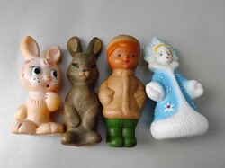 Szovjet régi 4 db játék figura, gumi