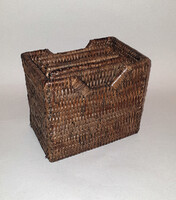 Brazil, vintage, kézzel szőtt, rattan poháralátét szett, tartóval.