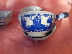 5 db kínai porcelán leveses csésze,5 db kanállal