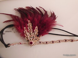 FEJDÍSZ - ÚJ - MISS FISHER - STRASSZ - TOLL -  GYÖNYÖRŰ BURGUNDI SZÍN