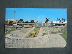 Képeslap,Canada,Kanada,Nanaimo,szökőkút,benzinkút,városi látkép,részlet 1972-