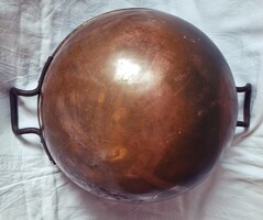 Réz üst, vas fülekkel, habveréshez, antik dísztárgy,  29 cm