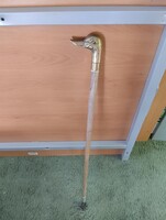 Régi fa sétabot réz kacsa fejjel