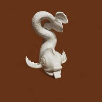 Herendi kínai nagy hal festetlen fehér porcelán