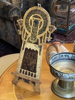 JUGENDSTIL, ANTIK FA FÉNYKÉPTARTÓ, KICSI FESTŐÁLLVÁNY ASZTALDÍSZ 35 CM