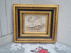 1,-Ft Extrém gyönyörű és aprólékosan kidolgozott alabástrom süllyesztett keretben