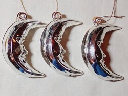 Karácsonyfa dísz 005 - hold műanyag 3db egyben retro