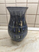 Retro kerámia festett, csorgatott mázas váza eladó!