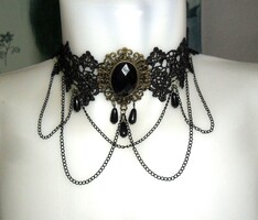 Gótikus fekete csipke choker nyakék.