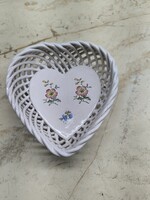 Porcelán szív alakú Aquincum kosárka, asztalközép kínáló dísz eladó!