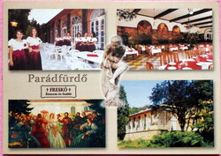 Parádfürdő - Freskó étterem és Szálló   - retro mozaik képeslap