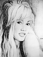 Angyalos László: Gwen Stefani -3. -Ceruza rajz (50X65)