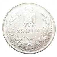 Románia,250 lei 1941 - NIHIL SINE DEO VF ezüst 12g835