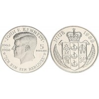 Niue,5 dollars 1988 - Kennedy Ich bin ein Berliner aUNC+ nikkel