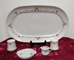 Alföldi retro csipkebogyós 5 db-os szett, sültes, tejszínes, hamuzó + 2 db só-bors szóró