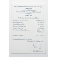 Magyarország,5000 forint 2005 - Budapesti Református Teológiai Akadémia - Certifikáció