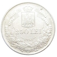 Románia,250 lei 1941 - NIHIL SINE DEO EF ezüst 12g835
