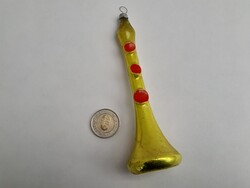 Régi retro ,üveg Karácsonyfadísz trombita vagy szaxofon