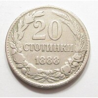 Bulgária,20 stotinki 1888 VF+ nikkel