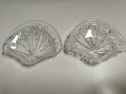 Gazdagon metszett ólom kristály kínáló tál párban - 11 x 9, 5 cm