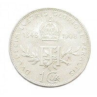 Ausztria,1 corona 1908 - Uralkodás 60. évfordulója EF+ ezüst 5g835