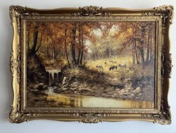 Neogrády László (1896-1962) Őszi patakpart tehenekkel