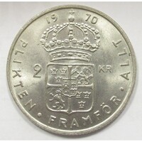 Svédország,2 kronor 1970 U aUNC+ nikkel
