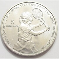 Niue,5 dollars 1987 - Steffi Graf Szöul Olimpia aUNC+ nikkel