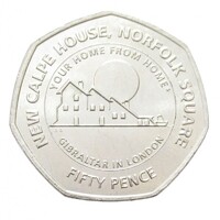 Gibraltár,50 pence 2018 - New Calpe House aUNC+ nikkel