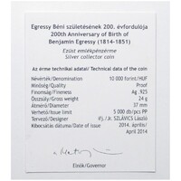 Magyarország,10000 forint 2014 PP - Egressy Béni - Certifikáció