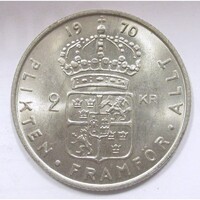 Svédország,2 kronor 1970 U - Lion without tail aUNC+ nikkel
