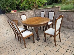 Neoreneszánsz étkező asztal 6db székkel