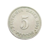 Németország,5 pfennig 1901 D VF+ nikkel