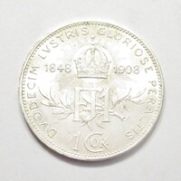 Ausztria,1 corona 1908 - Uralkodás 60. évfordulója aUNC+ ezüst 5g835