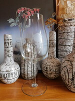 Hatalmas talpas üvegpohár metszett fajdkakassal - 36.5 cm