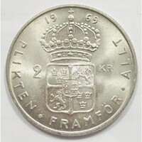 Svédország,2 kronor 1969 U aUNC+ nikkel