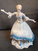 Wallendorf stílus﻿ú porcelán barokk táncoló hölgy 24cm!