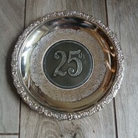 Pompás acél jubileumi falidísz/kínáló tál (18,3 cm)