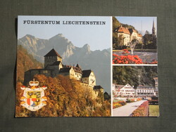 Képeslap,Liechtenstein,Vaduz,vár,kastély látkép,részlet,1985-