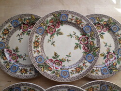 6 db antik angol C.&.H. Tunstall fajansz kistányér 18 cm
