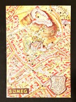 Sümeg térképes képeslap