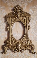 Antik barokk tömör réz fali akasztós  képkeret  24 x 15 ,5 cm