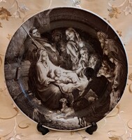 Karácsonyi dísztányér, betlehemi porcelán tányér (M5798)