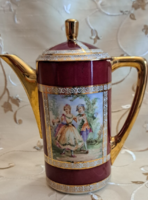 Régi életképes porcelán kanna, kiöntő (M5785)