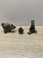 Bronz mini figurák. Ló kecske majom.