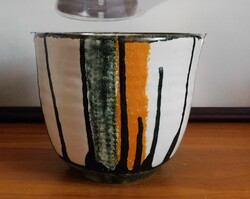 Retro iparművészeti csíkos kaspó