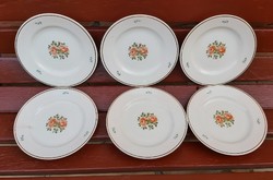 6 db Gránit ritkább rózsás süteményes tányérok, sütis tányér. Nosztalgia darabok, Egyben eladók