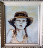 Két női arckép tanúsítvánnyal. Prima díjas művész alkotása.Károlyfi Zsófia/1952