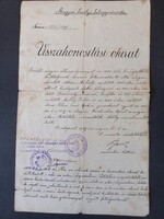 Magyar Királyi Belügyminisztérium Visszahonosítási okirat a trianoni békeszerz. miatt elvesztett 192