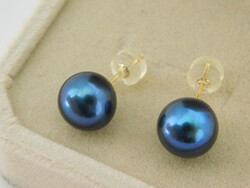 Tahiti Gyöngy Fülbevalók 18 K Arany Gyönyörű színben 9.5 mm-es Sósvízi Gyöngyökkel